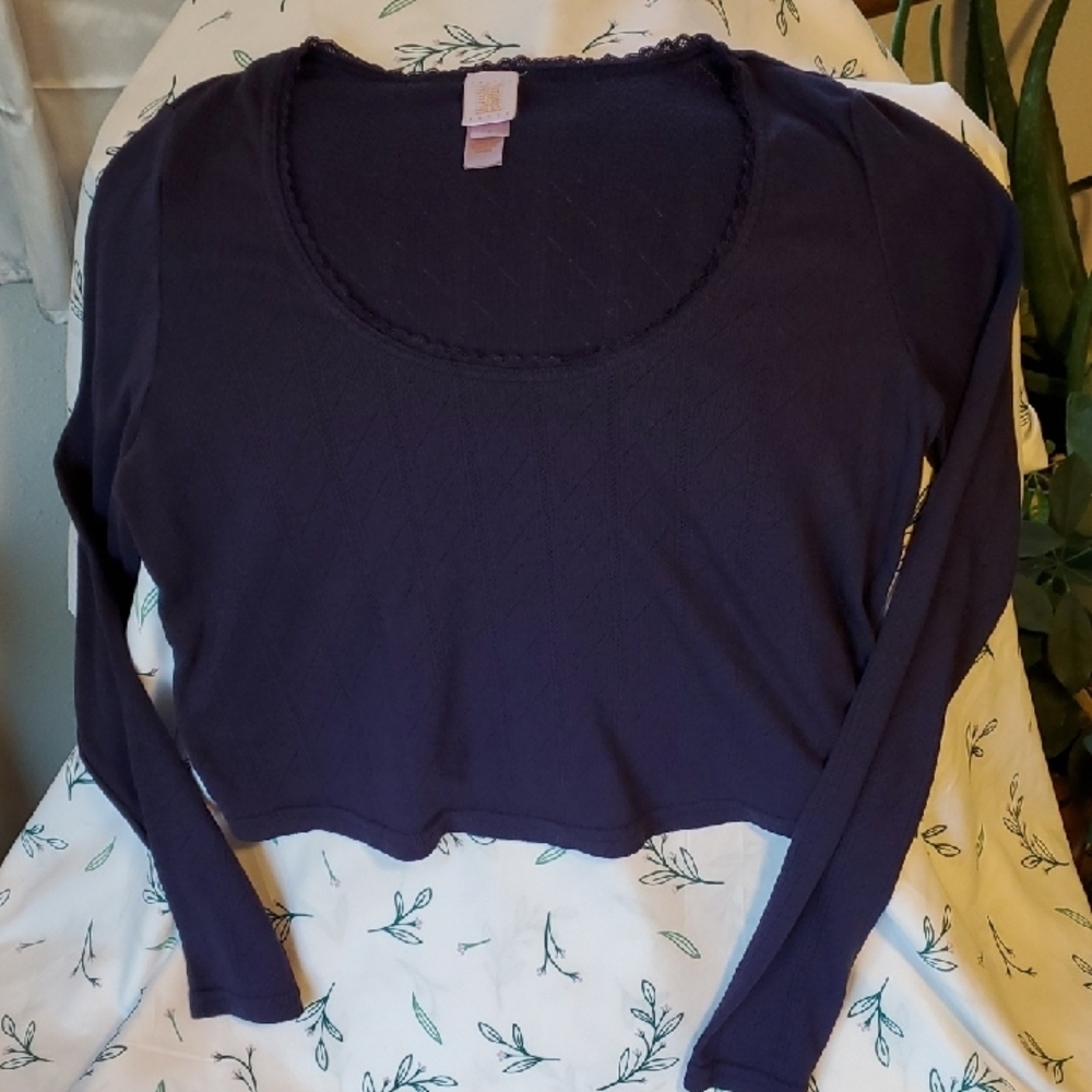 SAVAGE X FENTY Women's Navy Blue Long Sleeve Top Size Small Great Condition💖